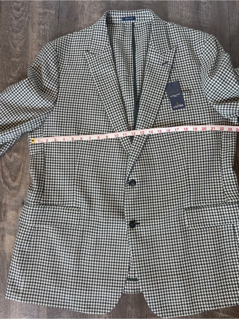 Stafford Classic Green Houndstooth Sport Coat-Size 48R - Picture 6 of 13